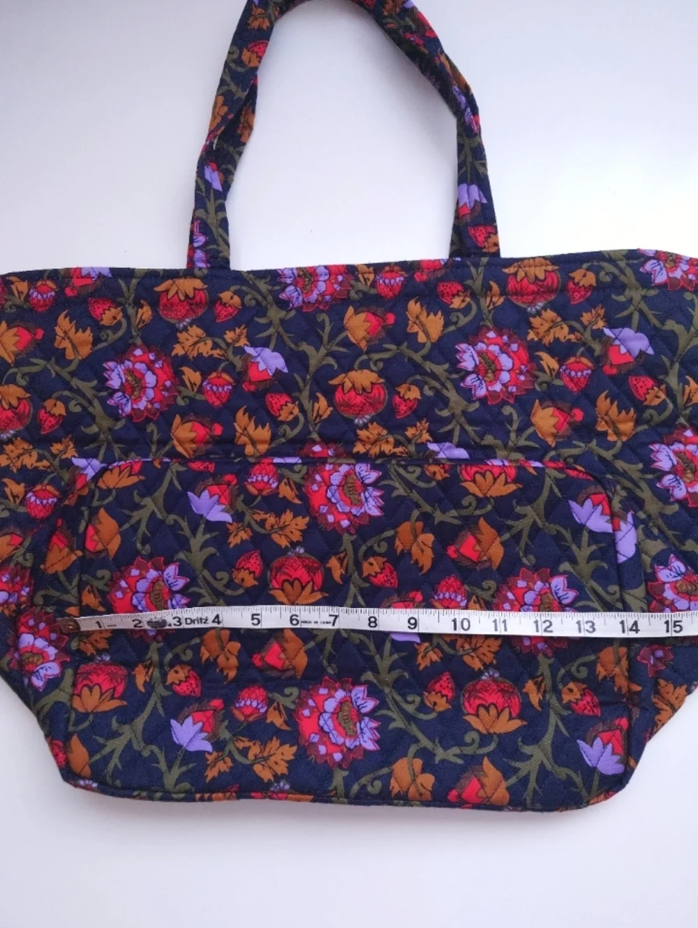 VERA BRADLEY Marston Grand Tote Bag Quilted Cotton Midnight Garden Vines
